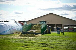 tractor wagon full of hay