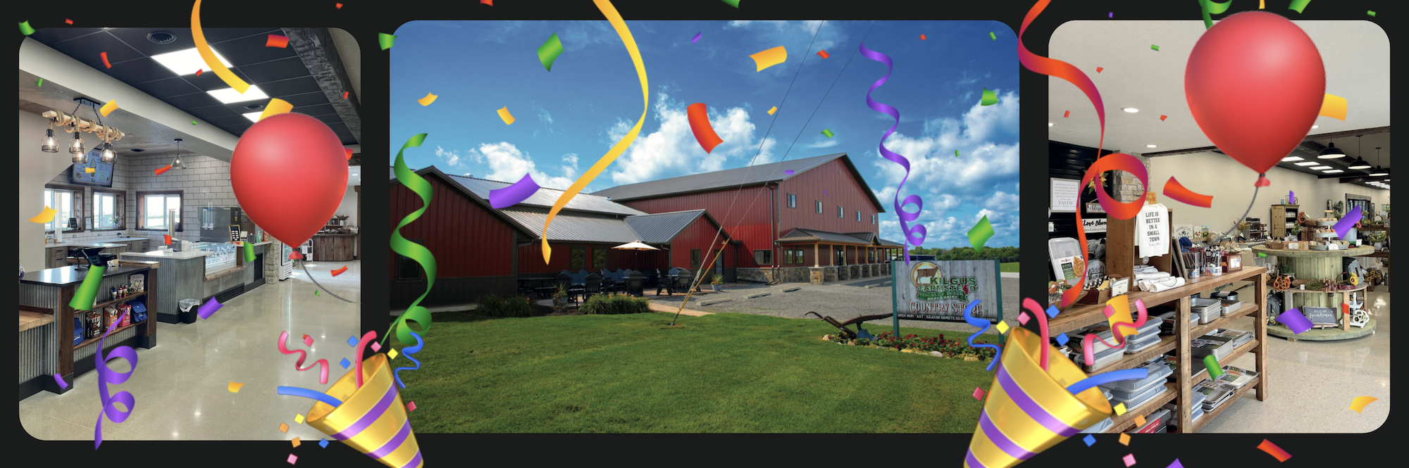 new facility upgrade to Kilgus Farmstead Country Store showing outside and inside updates