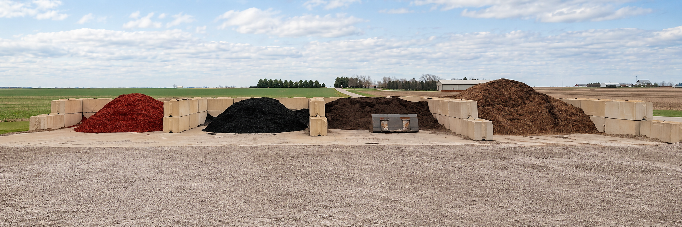 piles of tree bark in various colors