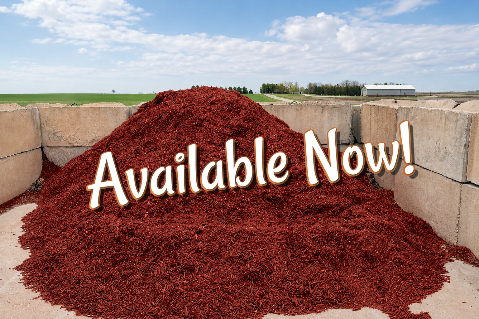 pile of red dyed tree bark landscaping mulch